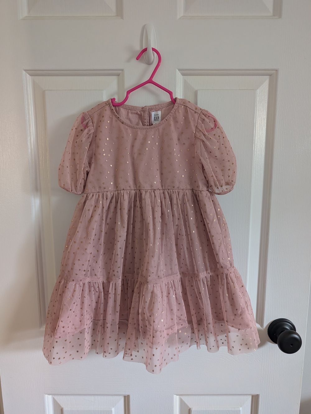 GAP Girls Pink And Gold Stars Tulle Party Dress Size 4